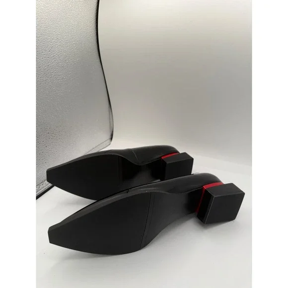 ROTCV Black Patent Leather Architectural Block Heel Pointed Toe Pumps Size 42 - Picture 5 of 6